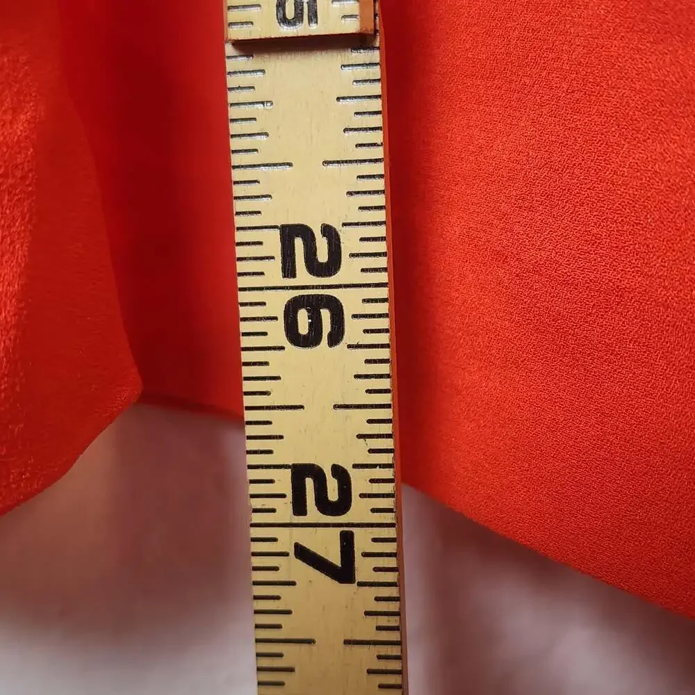Tory Burch Blouse Womens 6 Orange Silk Long Sleeve Scoop Neck Top Pullover